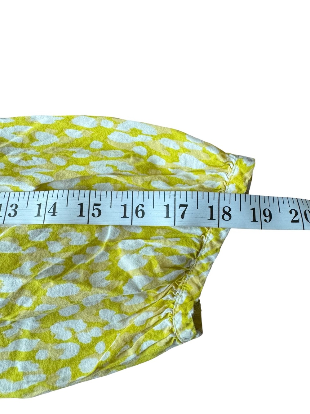 Who What Wear Yellow White Printed Ruffle-Sleeve Blouse Size M - Picture 8 of 9